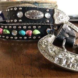 Atlas Black and Silver Embellished Women's Belt